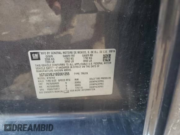 2014 GMC Sierra 1500 SLT с VIN 3GTU2VEJ1EG561255, выставлен на аукционе Copart как лот 66046615 с пробегом 222 743 миль миль и Чистый • Clean title. История ставок и продаж доступна на DreamBid. Изображение 12.