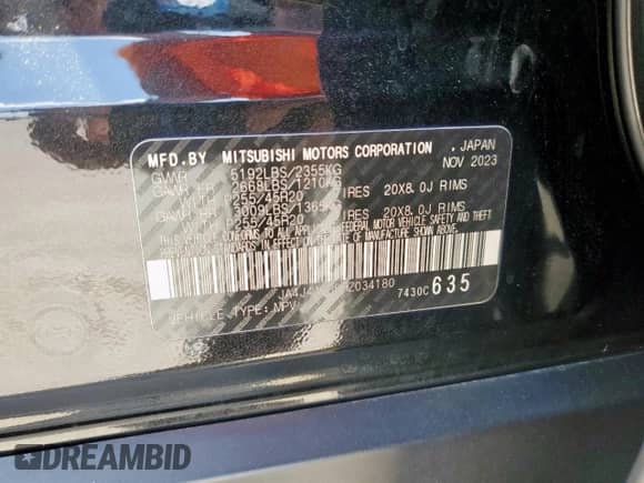 2024 Mitsubishi Outlander SEL с VIN JA4J4WA85RZ034180, выставлен на аукционе Copart как лот 68591675 с пробегом 54 495 миль миль и Списание • Salvage title. История ставок и продаж доступна на DreamBid. Изображение 12.