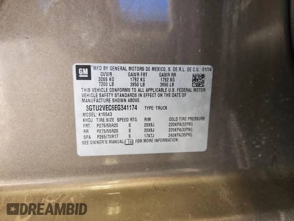 2014 GMC Sierra 1500 SLT with VIN 3GTU2VEC6EG341174, listed as a Copart auction lot 80184675 with 143,395 mi miles and Salvage title. Bid and sale history available at DreamBid. Image 12.