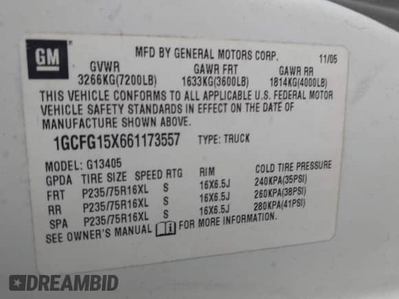 2006 Chevrolet Express Cargo with VIN 1GCFG15X661173557, listed as a IAAI auction lot 42989749 with Not provided miles and . Bid and sale history available at DreamBid. Image 9.