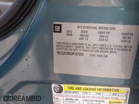 2009 Chevrolet Malibu 2LT с VIN 1G1ZJ57BX9F167056, выставлен на аукционе IAAI как лот 42901421 с пробегом 160 631 миль миль и . История ставок и продаж доступна на DreamBid. Изображение 9.