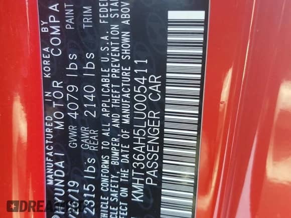 2020 Hyundai Veloster с VIN KMHT36AH5LU005411, выставлен на аукционе Copart как лот 49847755 с пробегом 76 363 миль миль и Списание • Salvage title. История ставок и продаж доступна на DreamBid. Изображение 12.