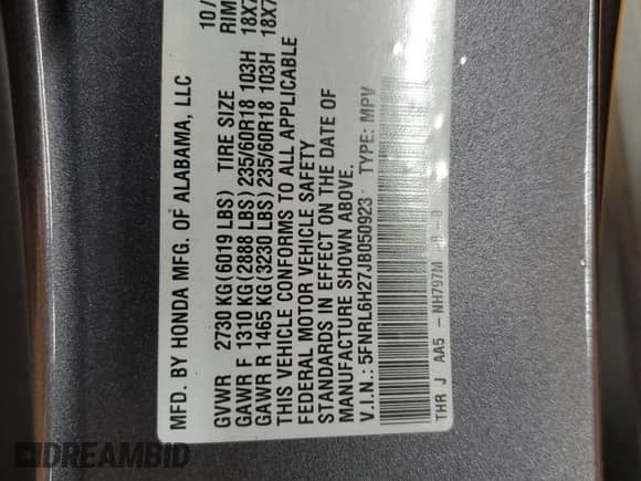 2018 Honda Odyssey LX with VIN 5FNRL6H27JB050923, listed as a Copart auction lot 70092415 with 145,597 mi miles and Salvage title. Bid and sale history available at DreamBid. Image 12.