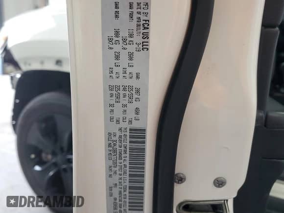 2019 Jeep Compass Latitude with VIN 3C4NJDBB7KT733970, listed as a Copart auction lot 87241235 with 72,963 mi miles and Salvage title. Bid and sale history available at DreamBid. Image 14.