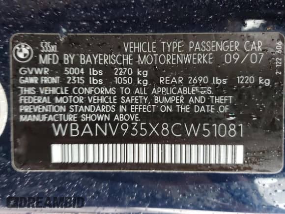 2008 BMW 5 Series 535xi с VIN WBANV935X8CW51081, выставлен на аукционе Copart как лот 83937915 с пробегом Не указан миль и Списание • Salvage title. История ставок и продаж доступна на DreamBid. Изображение 12.