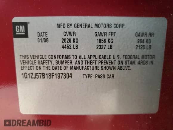 2008 Chevrolet Malibu 2LT с VIN 1G1ZJ57B18F197304, выставлен на аукционе Copart как лот 64920975 с пробегом 201 481 миль миль и Списание • Salvage title. История ставок и продаж доступна на DreamBid. Изображение 12.