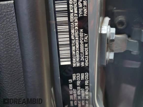2017 Jeep Renegade Altitude with VIN ZACCJBBB5HPG16514, listed as a Copart auction lot 86077855 with 85,454 mi miles and Salvage title. Bid and sale history available at DreamBid. Image 13.