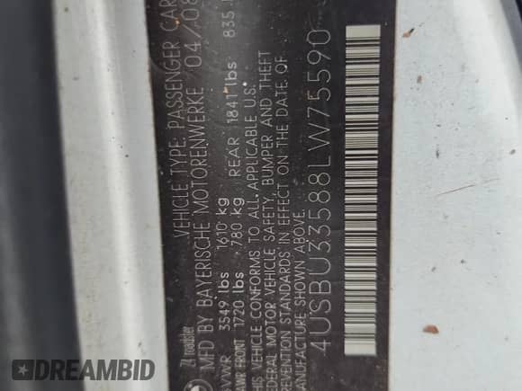 2008 BMW Z4 3.0i с VIN 4USBU33588LW75590, выставлен на аукционе Copart как лот 82295225 с пробегом Не указан миль и Чистый • Clean title. История ставок и продаж доступна на DreamBid. Изображение 12.