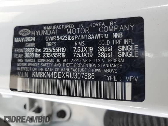 2024 Hyundai Ioniq 5 SEL с VIN KM8KN4DEXRU307586, выставлен на аукционе Copart как лот 64438075 с пробегом 41 626 миль миль и Списание • Salvage title. История ставок и продаж доступна на DreamBid. Изображение 13.