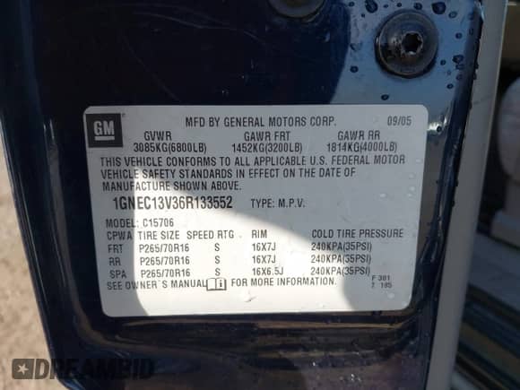 2006 Chevrolet Tahoe LS z VIN 1GNEC13V36R133552, wystawiony jako IAAI lot #42692012 z przebiegiem 382 242 mil mil oraz . Historia ofert i sprzedaży dostępna na DreamBid. Obrazek 9.