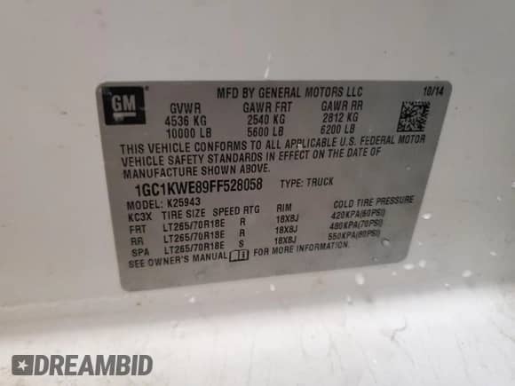 2015 Chevrolet Silverado 2500HD LTZ с VIN 1GC1KWE89FF528058, выставлен на аукционе Copart как лот 82087905 с пробегом 136 713 миль миль и Чистый • Clean title. История ставок и продаж доступна на DreamBid. Изображение 12.