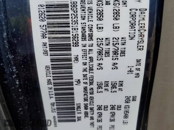 2001 Dodge Caravan SE с VIN 1B8GP25351B156299, выставлен на аукционе Copart как лот 70420684 с пробегом 218 511 миль миль и Списание • Salvage title. История ставок и продаж доступна на DreamBid. Изображение 14.