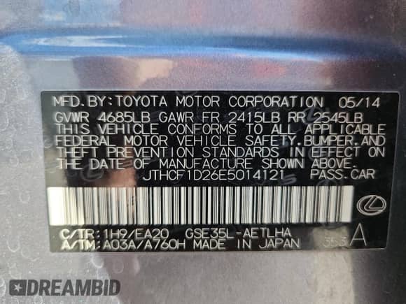 2014 Lexus IS 250 z VIN JTHCF1D26E5014121, wystawiony jako Copart lot #70872475 z przebiegiem 300 641 mil mil oraz Czysty tytuł • Clean title. Historia ofert i sprzedaży dostępna na DreamBid. Obrazek 12.