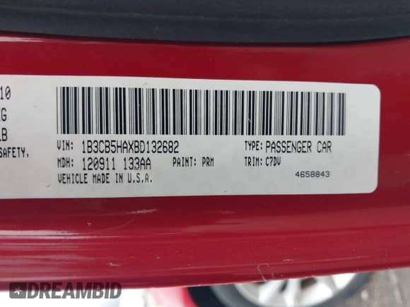 2011 Dodge Caliber Heat with VIN 1B3CB5HAXBD132682, listed as a IAAI auction lot 43234319 with 210,000 mi miles and . Bid and sale history available at DreamBid. Image 9.