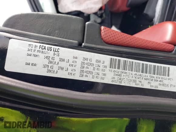 2017 Jeep Grand Cherokee SRT with VIN 1C4RJFDJ7HC641926, listed as a IAAI auction lot 41272215 with 117,667 mi miles and . Bid and sale history available at DreamBid. Image 9.