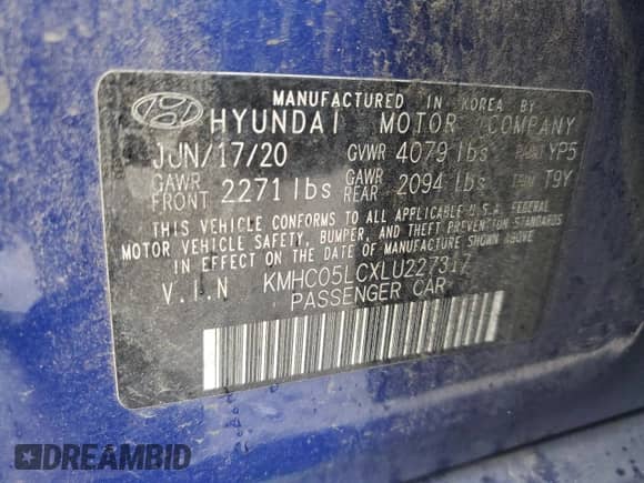 2020 Hyundai Ioniq Limited с VIN KMHC05LCXLU227317, выставлен на аукционе Copart как лот 38206414 с пробегом 46 880 миль миль и . История ставок и продаж доступна на DreamBid. Изображение 13.