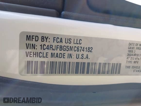 2021 Jeep Grand Cherokee Limited с VIN 1C4RJFBG5MC674182, выставлен на аукционе IAAI как лот 42248738 с пробегом 75 101 миль миль и . История ставок и продаж доступна на DreamBid. Изображение 9.