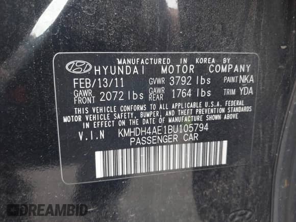 2011 Hyundai Elantra Limited с VIN KMHDH4AE1BU105794, выставлен на аукционе IAAI как лот 42760354 с пробегом 138 551 миль миль и . История ставок и продаж доступна на DreamBid. Изображение 9.
