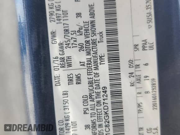 2016 Ford F-150 XLT z VIN 1FTEW1C82GKD71249, wystawiony jako Copart lot #65218695 z przebiegiem Nie podano mil oraz Szkoda całkowita • Salvage title. Historia ofert i sprzedaży dostępna na DreamBid. Obrazek 12.