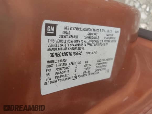 2007 Chevrolet Avalanche LTZ z VIN 3GNEC12027G108522, wystawiony jako Copart lot #54950015 z przebiegiem 188 712 mil mil oraz Szkoda całkowita • Salvage title. Historia ofert i sprzedaży dostępna na DreamBid. Obrazek 12.