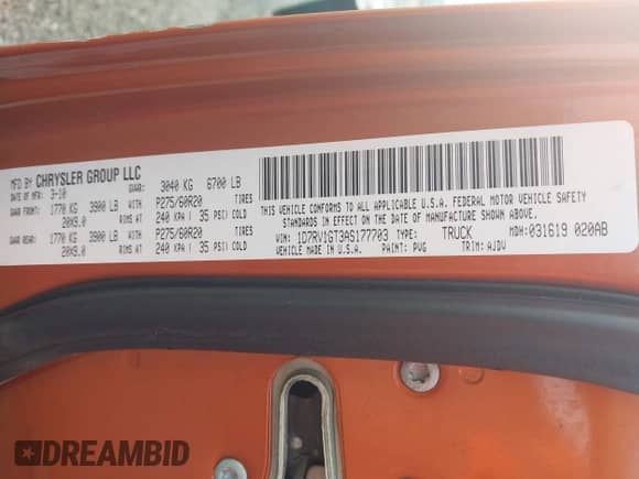 2010 Dodge 1500 Sport z VIN 1D7RV1GT3AS177703, wystawiony jako IAAI lot #42958938 z przebiegiem 216 539 mil mil oraz . Historia ofert i sprzedaży dostępna na DreamBid. Obrazek 9.