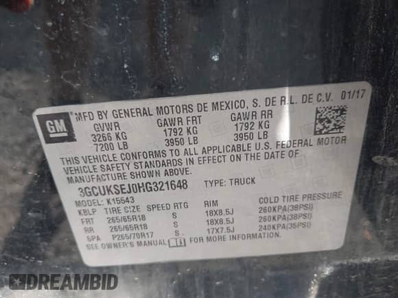 2017 Chevrolet Silverado 1500 LTZ z VIN 3GCUKSEJ0HG321648, wystawiony jako IAAI lot #42701782 z przebiegiem 143 515 mil mil oraz . Historia ofert i sprzedaży dostępna na DreamBid. Obrazek 9.