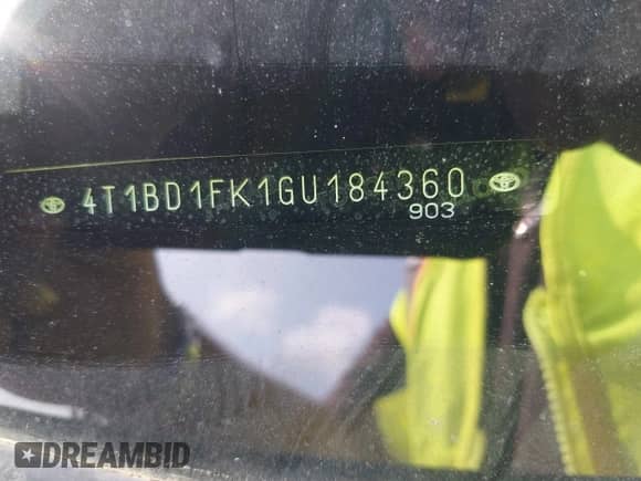 2016 Toyota Camry LE with VIN 4T1BD1FK1GU184360, listed as a IAAI auction lot 42093652 with Not provided miles and . Bid and sale history available at DreamBid. Image 9.