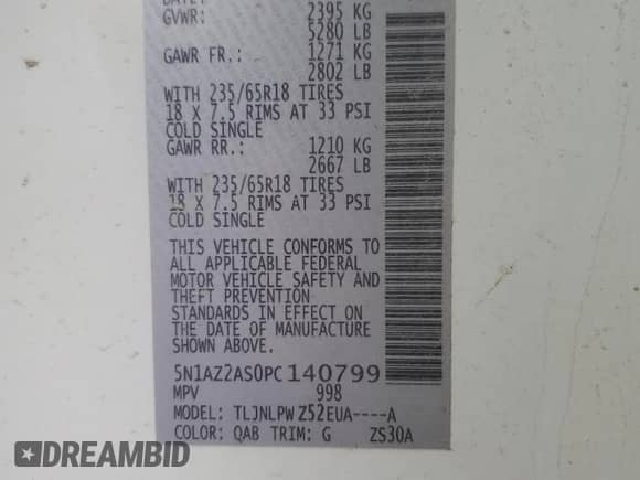 2023 Nissan Murano S с VIN 5N1AZ2AS0PC140799, выставлен на аукционе Copart как лот 49702245 с пробегом 16 596 миль миль и Списание • Salvage title. История ставок и продаж доступна на DreamBid. Изображение 13.