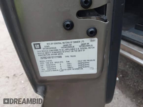 2002 GMC Sierra 1500 SLE с VIN 2GTEC19V121171588, выставлен на аукционе IAAI как лот 43076307 с пробегом 117 879 миль миль и . История ставок и продаж доступна на DreamBid. Изображение 9.