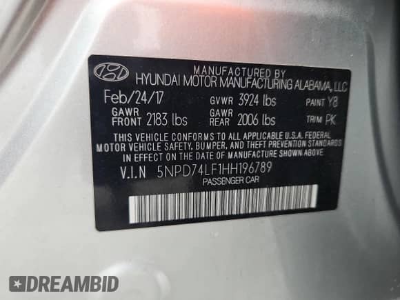 2017 Hyundai Elantra SE с VIN 5NPD74LF1HH196789, выставлен на аукционе Copart как лот 81145415 с пробегом 142 872 миль миль и Списание • Salvage title. История ставок и продаж доступна на DreamBid. Изображение 12.