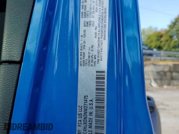 2022 Jeep Wrangler Unlimited Willys z VIN 1C4HJXDN3NW271475, wystawiony jako Copart lot #80963015 z przebiegiem 20 674 mil mil oraz Szkoda całkowita • Salvage title. Historia ofert i sprzedaży dostępna na DreamBid. Obrazek 14.