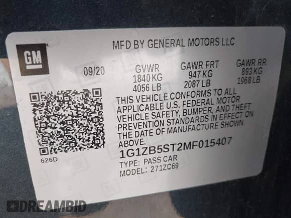 2021 Chevrolet Malibu LS с VIN 1G1ZB5ST2MF015407, выставлен на аукционе IAAI как лот 42671862 с пробегом 100 250 миль миль и . История ставок и продаж доступна на DreamBid. Изображение 9.