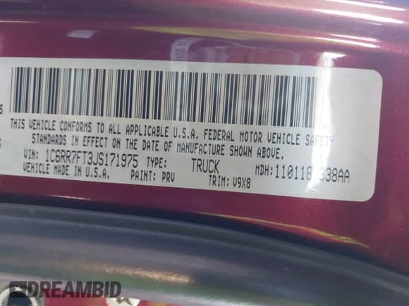 2018 Ram 1500 Express с VIN 1C6RR7FT3JS171975, выставлен на аукционе IAAI как лот 41331130 с пробегом 137 501 миль миль и . История ставок и продаж доступна на DreamBid. Изображение 9.