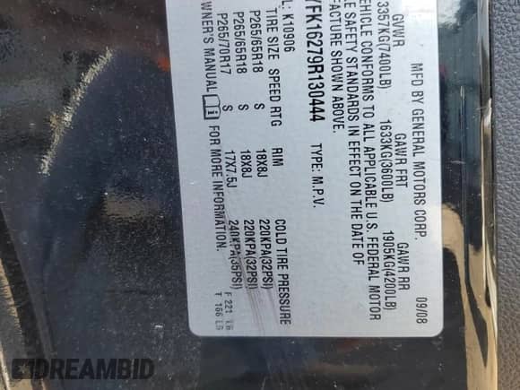 2009 Cadillac Escalade z VIN 1GYFK16279R130444, wystawiony jako Copart lot #78076644 z przebiegiem 154 232 mil mil oraz Czysty tytuł • Clean title. Historia ofert i sprzedaży dostępna na DreamBid. Obrazek 13.