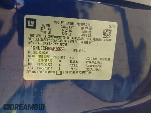 2010 Chevrolet Tahoe LTZ с VIN 1GNUCCE08AR266535, выставлен на аукционе IAAI как лот 41154068 с пробегом 212 010 миль миль и . История ставок и продаж доступна на DreamBid. Изображение 9.