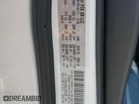2020 Dodge Durango GT Plus with VIN 1C4RDHDG6LC301358, listed as a Copart auction lot 62291985 with 121,532 mi miles and Non repairable. Bid and sale history available at DreamBid. Image 14.