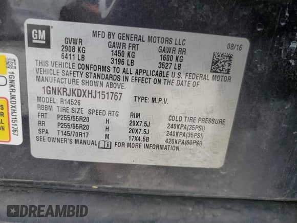 2017 Chevrolet Traverse Premier z VIN 1GNKRJKDXHJ151767, wystawiony jako Copart lot #70535695 z przebiegiem Nie podano mil oraz Czysty tytuł • Clean title. Historia ofert i sprzedaży dostępna na DreamBid. Obrazek 13.