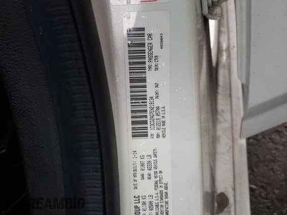 2014 Dodge Avenger SE с VIN 1C3CDZAG7EN219134, выставлен на аукционе Copart как лот 82468115 с пробегом 109 006 миль миль и Списание • Salvage title. История ставок и продаж доступна на DreamBid. Изображение 12.