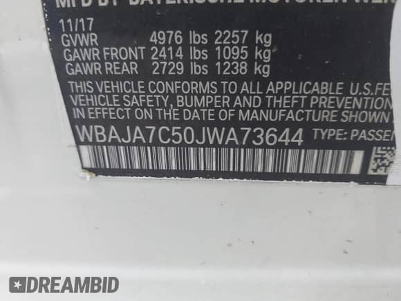 2018 BMW 5 Series 530i xDrive с VIN WBAJA7C50JWA73644, выставлен на аукционе IAAI как лот 42586825 с пробегом 89 063 миль миль и . История ставок и продаж доступна на DreamBid. Изображение 9.