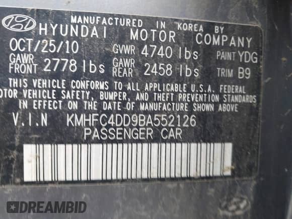 2011 Hyundai Azera GLS с VIN KMHFC4DD9BA552126, выставлен на аукционе IAAI как лот 43278833 с пробегом 116 519 миль миль и . История ставок и продаж доступна на DreamBid. Изображение 9.
