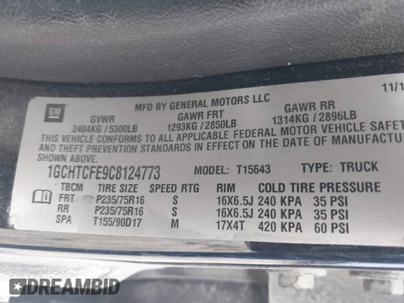 2012 Chevrolet Colorado 1LT z VIN 1GCHTCFE9C8124773, wystawiony jako IAAI lot #43053601 z przebiegiem 150 872 mil mil oraz . Historia ofert i sprzedaży dostępna na DreamBid. Obrazek 9.