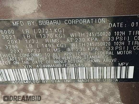 2019 Subaru Ascent Premium с VIN 4S4WMAHD7K3454528, выставлен на аукционе IAAI как лот 43360719 с пробегом 109 753 миль миль и . История ставок и продаж доступна на DreamBid. Изображение 9.