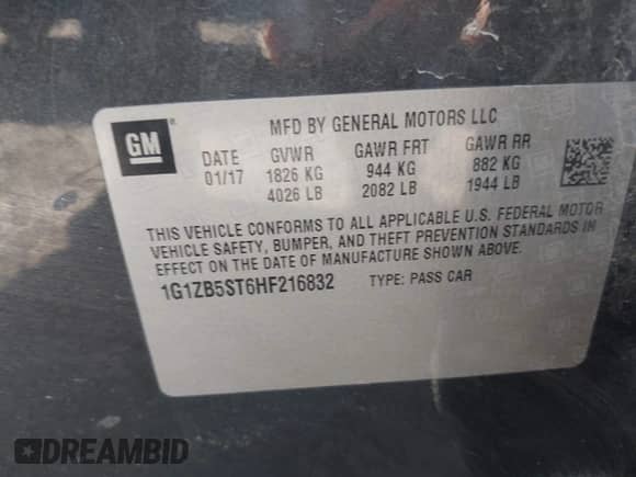 2017 Chevrolet Malibu LS с VIN 1G1ZB5ST6HF216832, выставлен на аукционе IAAI как лот 43390720 с пробегом 160 783 миль миль и . История ставок и продаж доступна на DreamBid. Изображение 9.