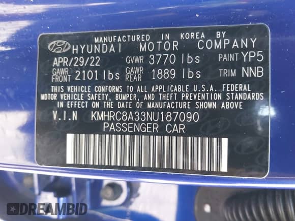 2022 Hyundai Venue SEL с VIN KMHRC8A33NU187090, выставлен на аукционе IAAI как лот 42944573 с пробегом 19 031 миль миль и . История ставок и продаж доступна на DreamBid. Изображение 9.