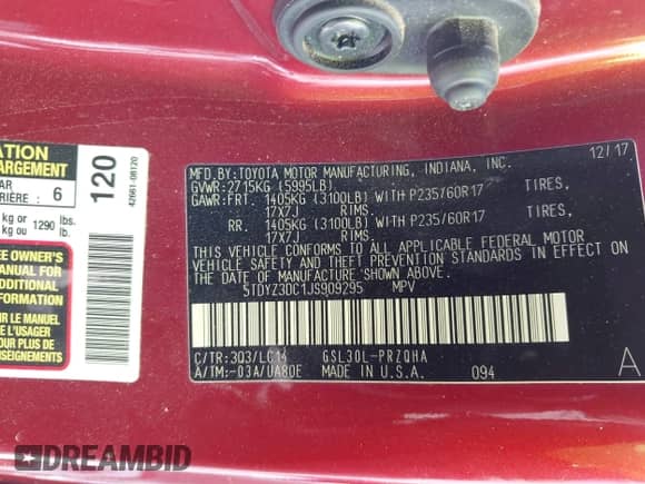 2018 Toyota Sienna XLE Auto Access Seat with VIN 5TDYZ3DC1JS909295, listed as a IAAI auction lot 42482553 with 132,420 mi miles and . Bid and sale history available at DreamBid. Image 9.