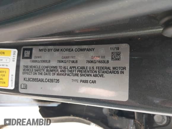 2020 Chevrolet Spark LS с VIN KL8CB6SA9LC439726, выставлен на аукционе IAAI как лот 43002111 с пробегом 49 641 миль миль и . История ставок и продаж доступна на DreamBid. Изображение 9.