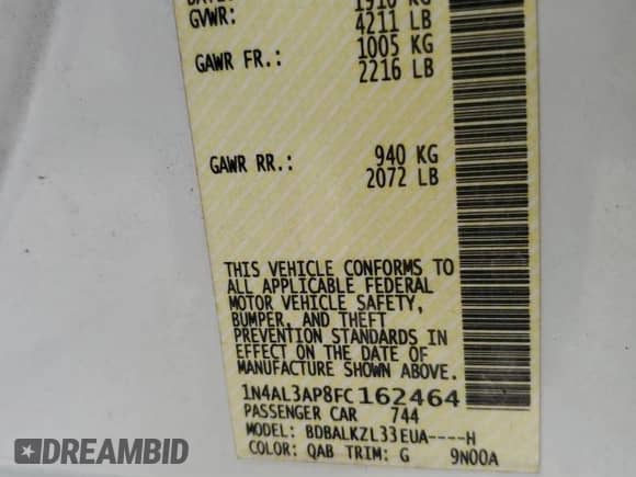 2015 Nissan Altima S z VIN 1N4AL3AP8FC162464, wystawiony jako Copart lot #85912285 z przebiegiem 99 846 mil mil oraz Szkoda całkowita • Salvage title. Historia ofert i sprzedaży dostępna na DreamBid. Obrazek 12.