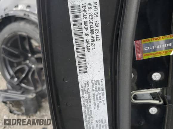 2022 Dodge Charger SRT Hellcat Widebody с VIN 2C3CDXL98NH191274, выставлен на аукционе Copart как лот 81053355 с пробегом 46 590 миль миль и Списание • Salvage title. История ставок и продаж доступна на DreamBid. Изображение 13.