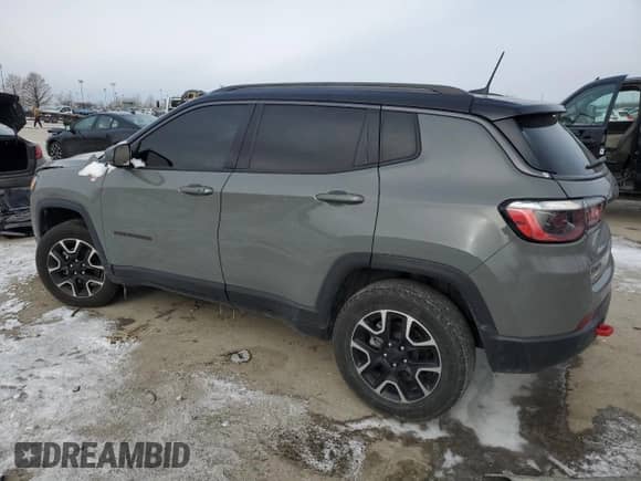 2021 Jeep Compass Trailhawk with VIN 3C4NJDDB8MT553610, listed as a Copart auction lot 45709735 with 96,602 mi miles and Salvage title. Bid and sale history available at DreamBid. Image 2.