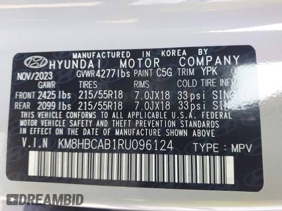 2024 Hyundai Kona SEL с VIN KM8HBCAB1RU096124, выставлен на аукционе IAAI как лот 42904719 с пробегом 26 550 миль миль и . История ставок и продаж доступна на DreamBid. Изображение 9.